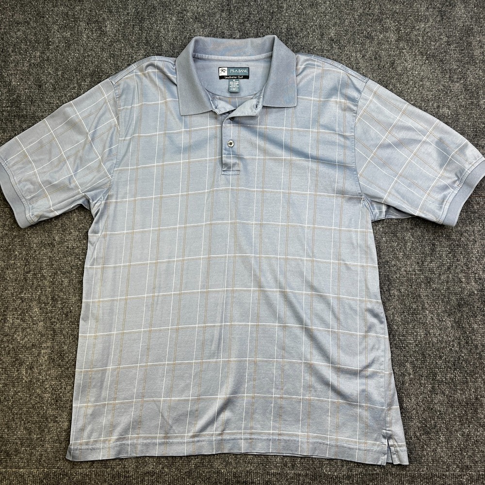 Jos. A. Bank Leadbetter Golf Polo Shirt Men's‎ M Blue Check Cotton 100% cotton